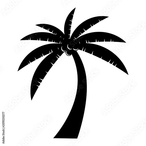 Coconut tree silhouette isolated black
