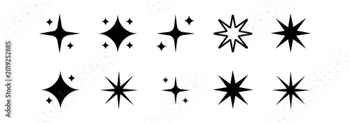 Konstfotografi A glittering icon set, a pack of star-shaped silhouettes in a minimalist style for decorative and UI use