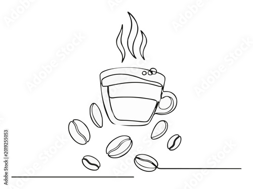 Minimalist espresso cup vector line art icon. Generative AI