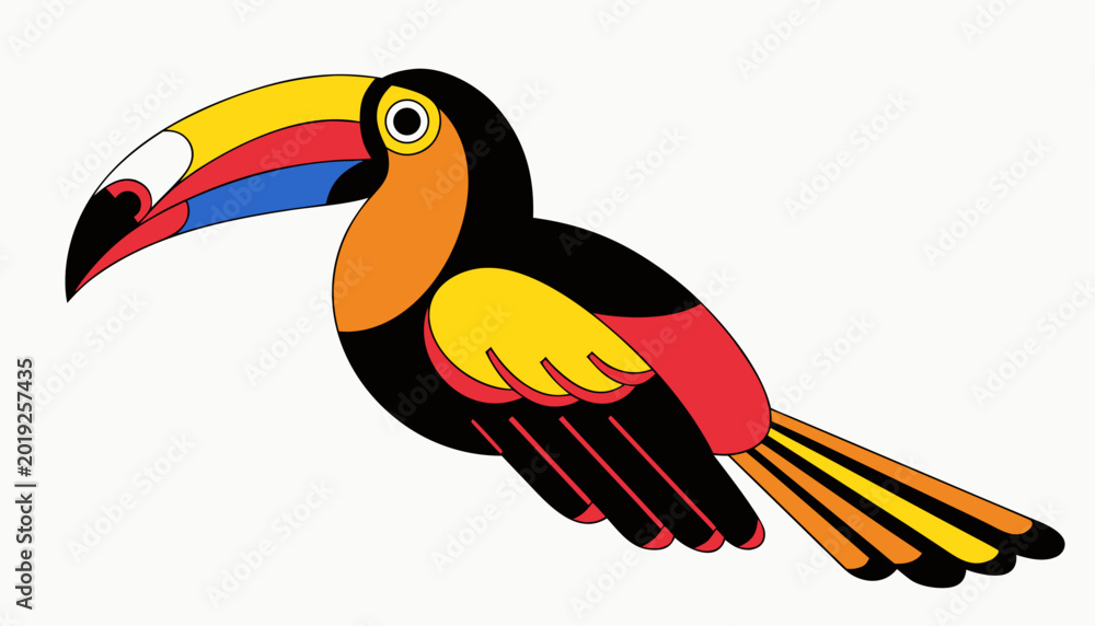 Fototapeta premium Vibrant Toucan Bird, Colorful Tropical Illustration, Exotic Fowl, Vector Graphic