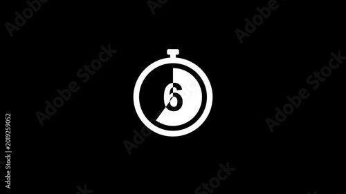 10 seconds timer animation count down and count up on stopwatch base over alpha channel transparent background
