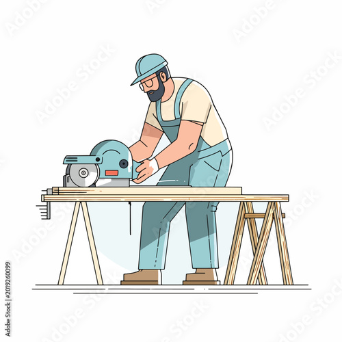 Man using a circular saw.