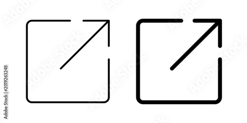 External link icon in outline and solid style, isolated on white background. Ideal for web navigation, URL redirection, and browser apps in mobile and web design.