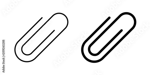Schilderij op canvas Paperclip icon in outline and solid style, isolated on white background