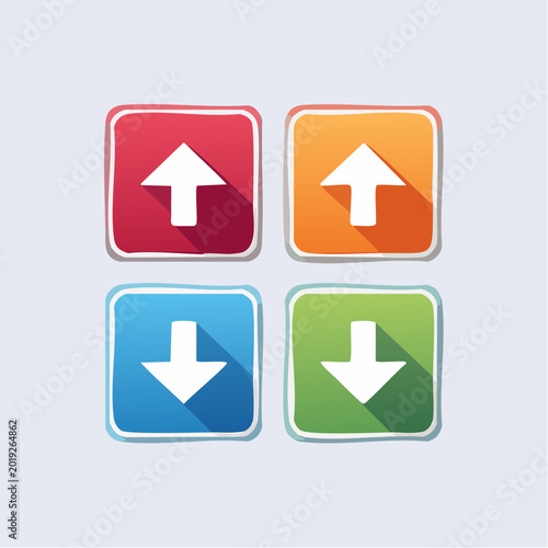 Free Download Set of Four Colorful Arrow Icons with Long Shadows - GFXLoad