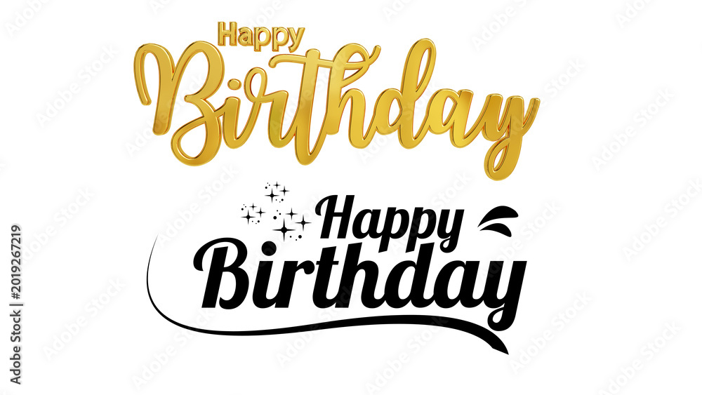 Obraz premium Happy Birthday illustration isolated on transparent background, festive decorative design element for greeting cards, party invitations and celebration graphics.
