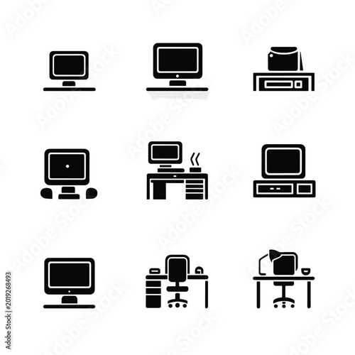 Computer and office equipment icons.