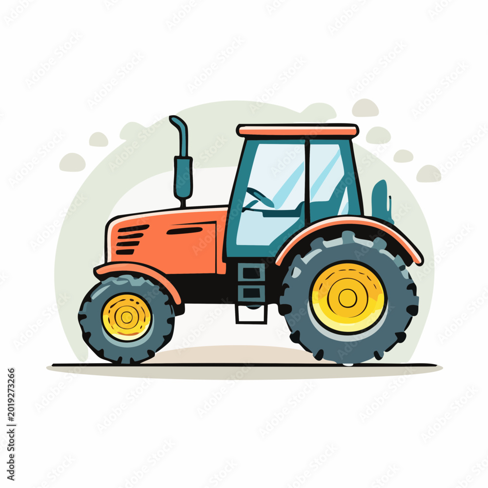 Obraz premium Cartoon Tractor Illustration