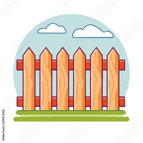 Wooden Picket Fence Illustration