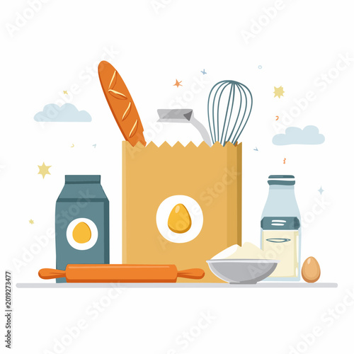 Baking Ingredients and Tools Illustration