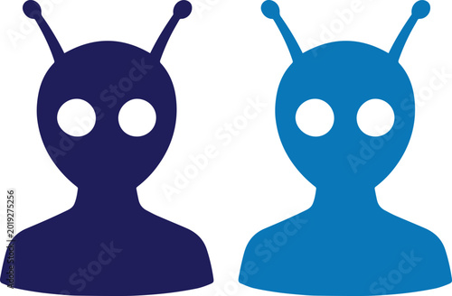 Bild auf Leinwand Alien head vector icon, extraterrestrial creature silhouette, cosmic visitor gra