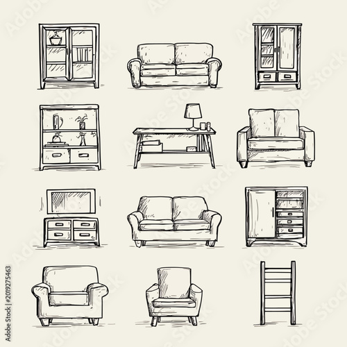 Collection of various home furniture pieces.