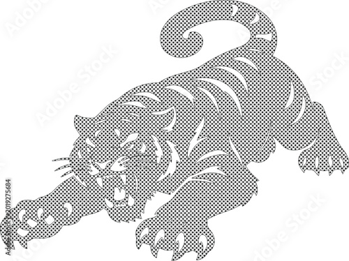 Canvas Print Dynamic tiger vector illustration, aggressive wild cat mascot, powerful jungle p