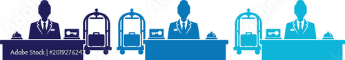 Foto Hotel Service Icons, a vector collection of hospitality staff and luggage carts