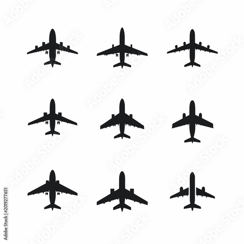 Airplane Silhouettes in Flight Formation.