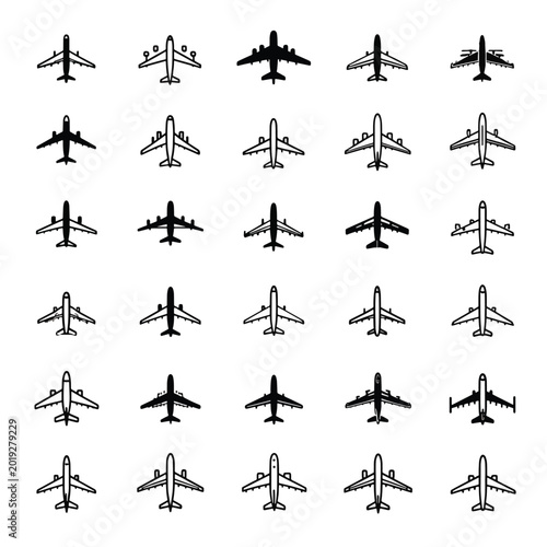 Airplane icons in various positions.