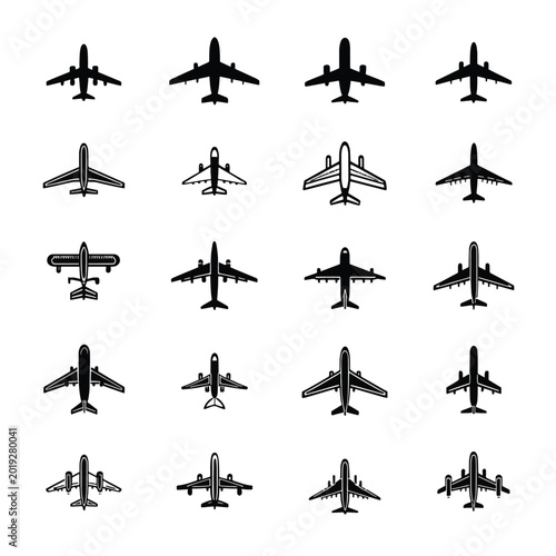 Airplane Silhouettes Various Views.