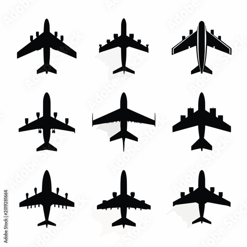 Airplane Silhouettes in Flight Formation.