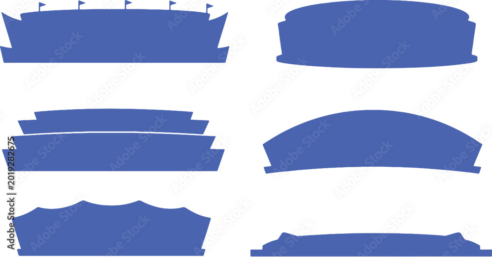 Fototapeta premium football stadium background silhouette set black vector minimalist arena backdrop shapes bundle
