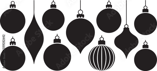 set of christmas ball. silhouette vector illustration