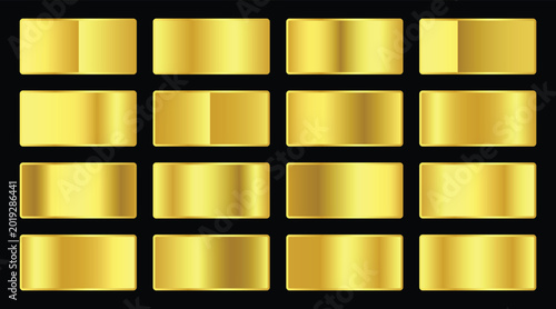 Luxury gold gradient swatches set for premium metallic design vector