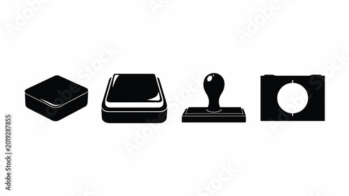 Black Rubber Stamp and Ink Pad.
