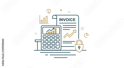 Secure financial document and calculator concept.