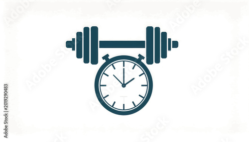 Dumbbell and Clock Fitness Illustration.