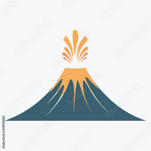 Vibrant illustration of an erupting volcano icon, symbolizing power, natural forces, and geological activity in a stylized design