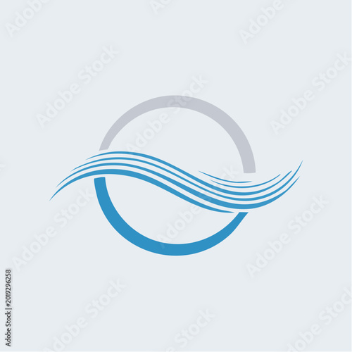 Abstract Blue Waves in a Circle Logo Design Element for Branding