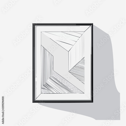 Framed geometric abstract art with a modern minimalist aesthetic and clean lines
