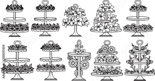 Photos Vector illustration of ornate candlesticks and candelabras with candles Vector