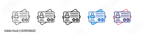 Photos Gym Membership Icon In 5 Different Styles Set Collection.