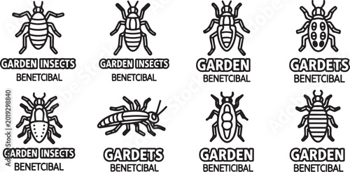 Photos Black and white icons of garden insects and pests vector set Vector