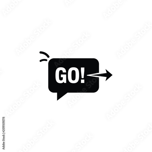 Canvastavla A motivational speech bubble with an arrow pointing to the right says GO!