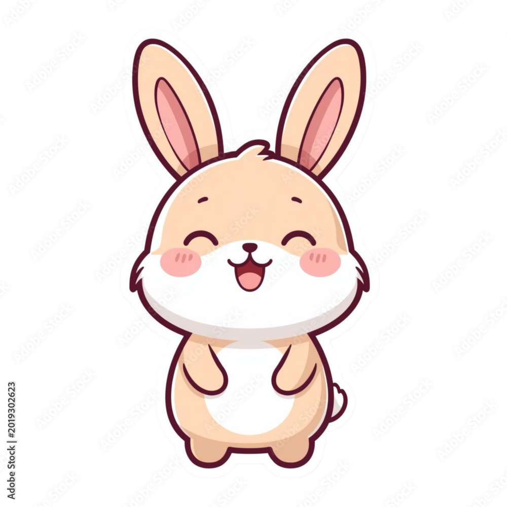 Obraz premium Cute Rabbit Mascot Character Kawaii Vector Illustration