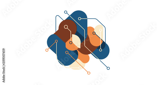 Geometric shapes network connection.
