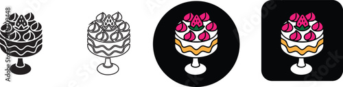 Photos Elegant glass trifle bowl dessert with strawberry toppings vector icon set for m
