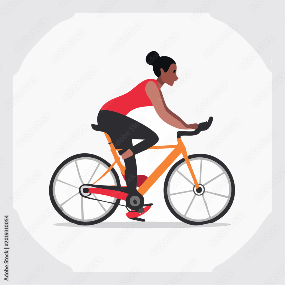 Fototapeta premium Woman Cycling Indoors on Stationary Bike