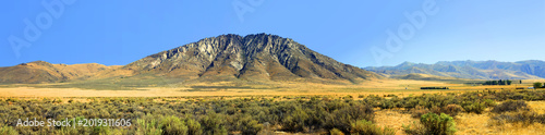 Photography High Desert Mountain Panorama with Sagebrush and Blue Sky