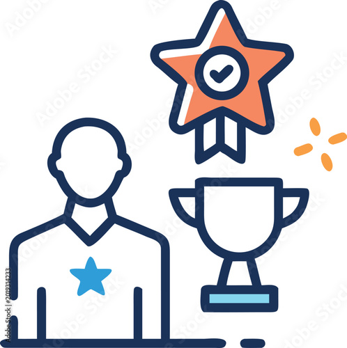Person with trophy and star award icon