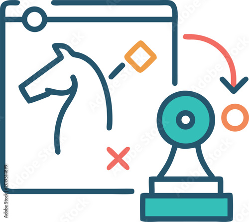 Strategy board game icon with chess piece