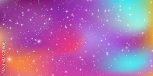 Unicorn magical bokeh background with pastel rainbow gradient and sparkling stars for fantasy design. Soft pink, purple and blue colors with glowing light effects. Dreamy fairy tale atmosphere.