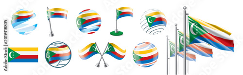 Photography A set of vector Comoros flags of different designs