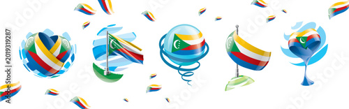 Photography Vector set of the Comoros flag in various creative designs