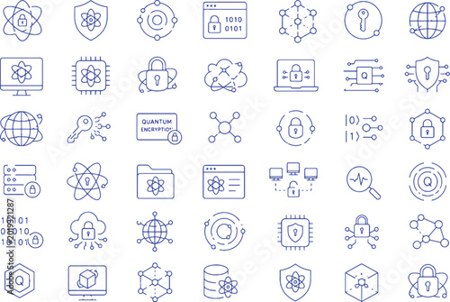 Photos Quantum cybersecurity icon set futuristic encryption advanced security system mi