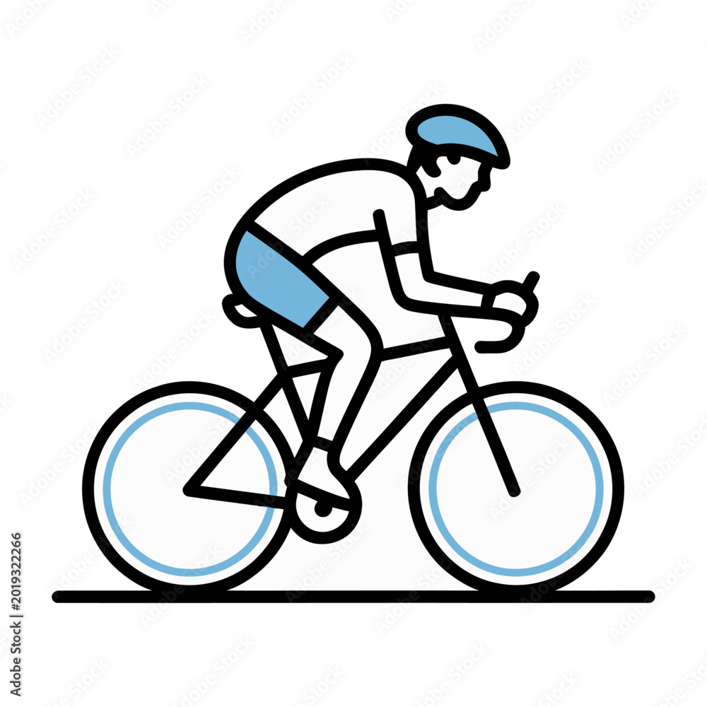 Naklejka premium Cyclist riding bike with thumbs up flat design vector for sports and fitness
