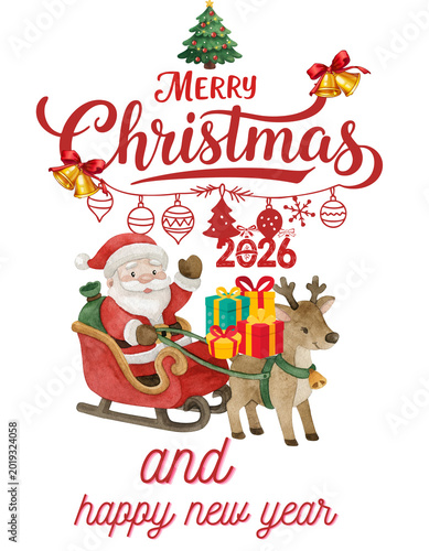 christmas card with santa claus ai genrative