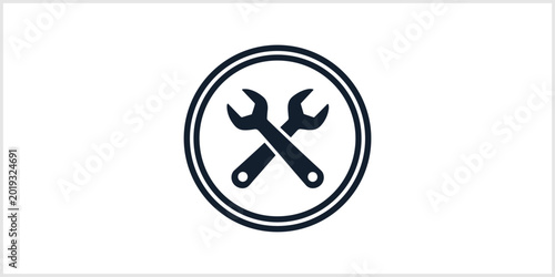 Canvas Print Two Crossed Wrenches In A Circle Icon