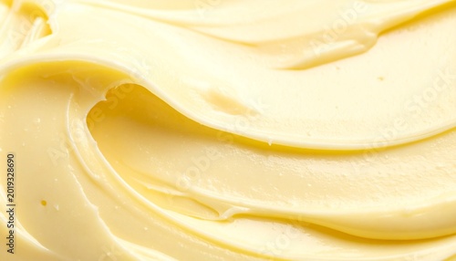 Photorealistic butter texture with creamy pale yellow folds and glossy highlights
